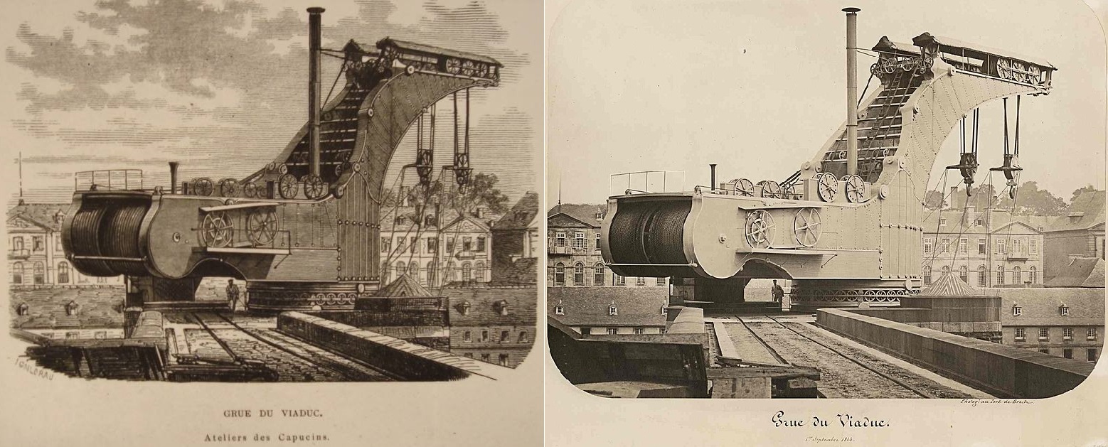 A crane in the port of Brest, France, engraving from L'Illustration, Journal Universel, No 121...jpg
