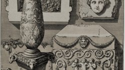 Cross-section of the previous large urn and other details