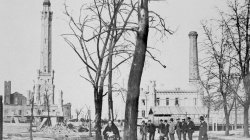 Water Tower at Michigan and Pine after the Great Chicago Fire, 1871