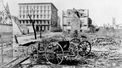 The ruins of Mills House and nearby buildings