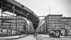 New York City circa 1905. The Elevated, Eighth Avenue and W. 110th Street.